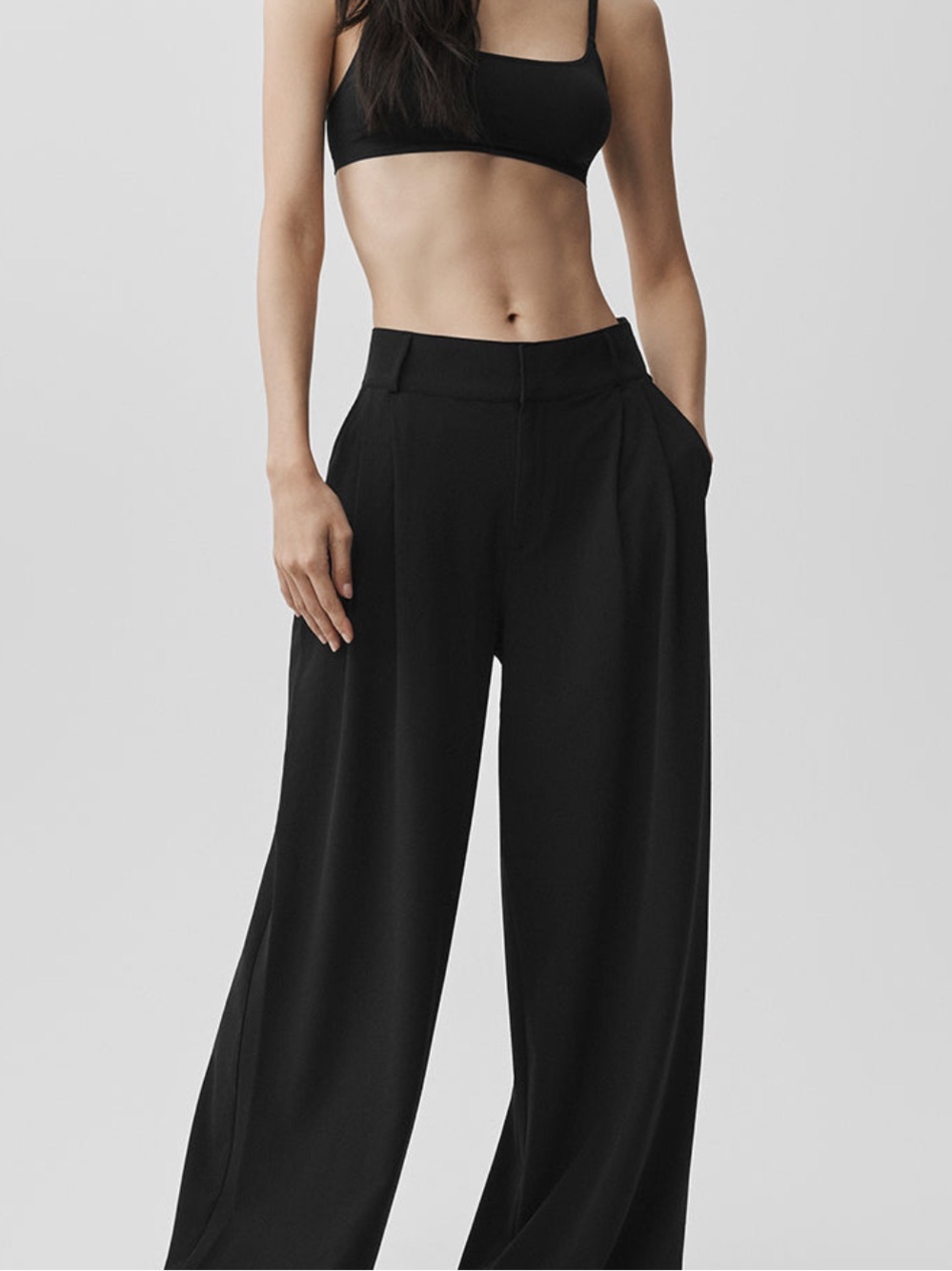 ALO Yoga Black Wide-Leg Trousers